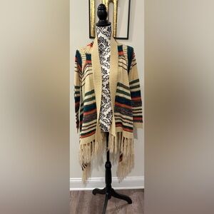 Demanding Striped Fringe Cardigan